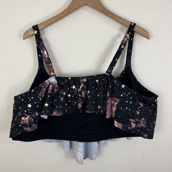 Torrid Star Celestial Wireless V Flounce Bikini Top Plus Size 6 6X - Picture 5 of 6